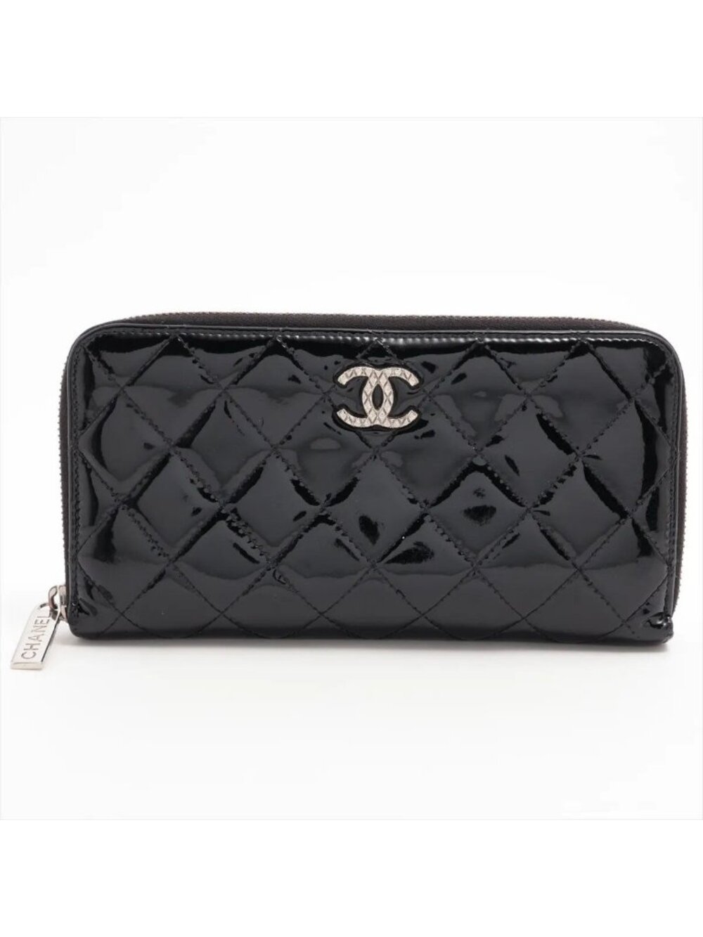 Chanel Quilted Leather Wallet Zip Around Black